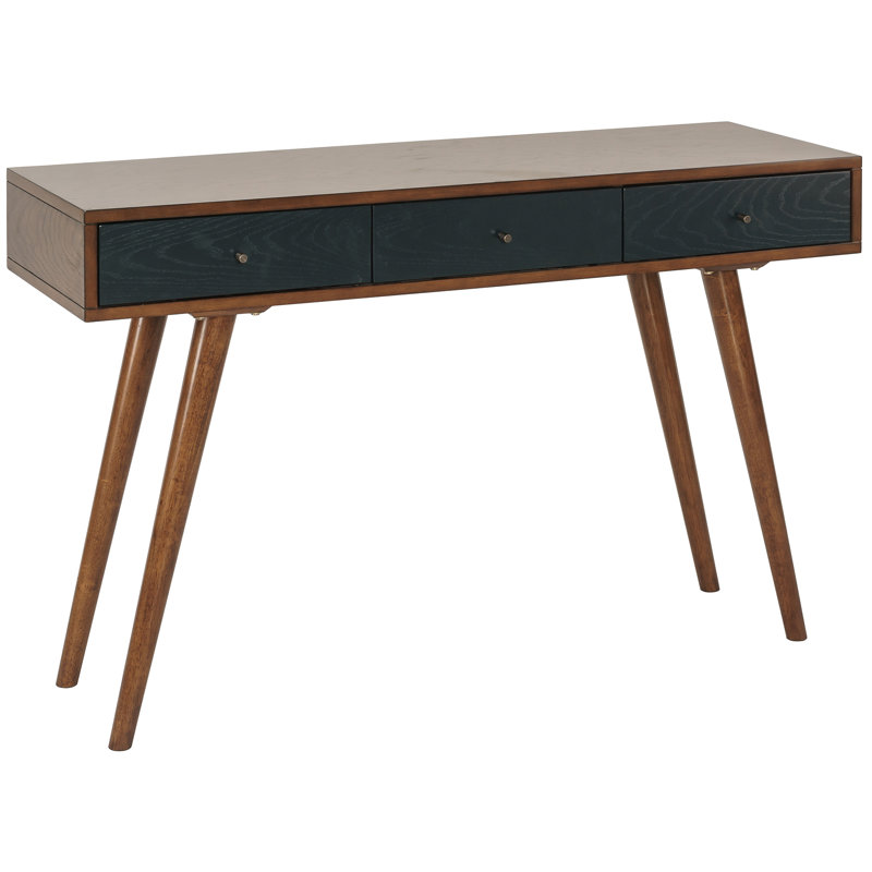 Bureau d'écriture 3 tiroirs Laila, Pacane / bleu marine