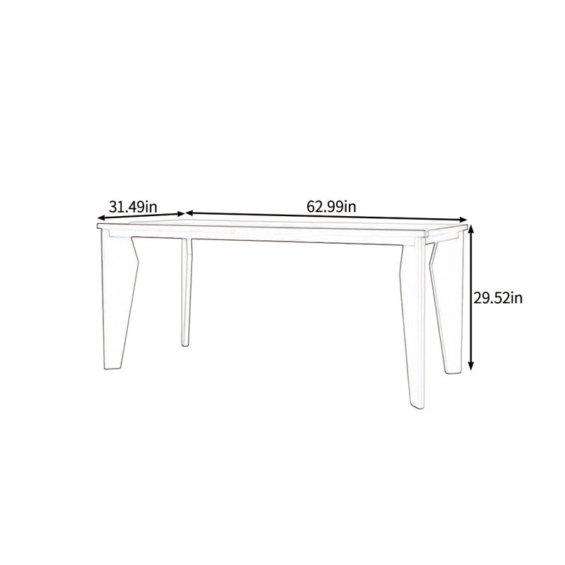 Solid wood natural heavy dining table, 29.52"H x 62.99"L x 31.49"W