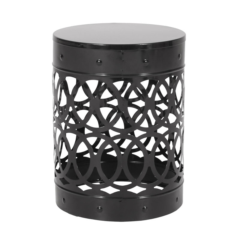 Outdoor Metal S/2 End Table, Black