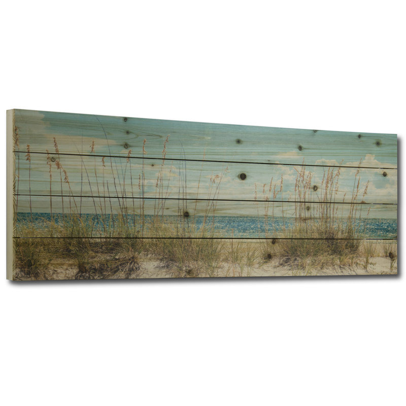 "Beach Sand Dunes Long" Photograph Print on Planked Wood Wall Art, 36" W x 12" H