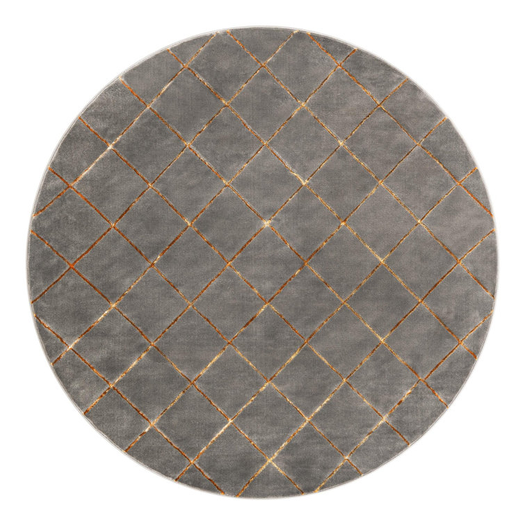 Latitude Run® Checks Novica Rug Gray and Gold