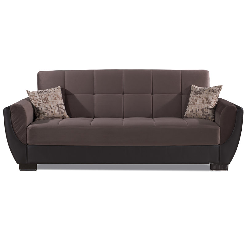 Upholstered 93.5'' Sleeper Sofa, Dark Brown