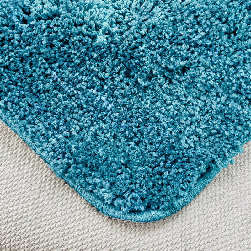 Chenille Soft High Density Anti Slip Linear Bath Mat Set, Teal