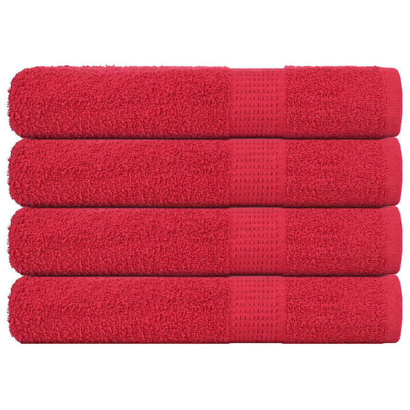 Sawiki 100% Cotton Bath Towels, Red, Hand Towel - 4 Pack