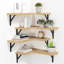 Ensemble de 4 tablettes d'angle flottantes en bois rustique pour salle de bain, cuisine, chambre à coucher, salon et bureau