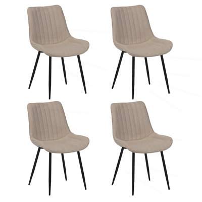 Ensemble de 4 chaises de salle à manger rembourrées modernes avec dossier rembourré et pieds en métal