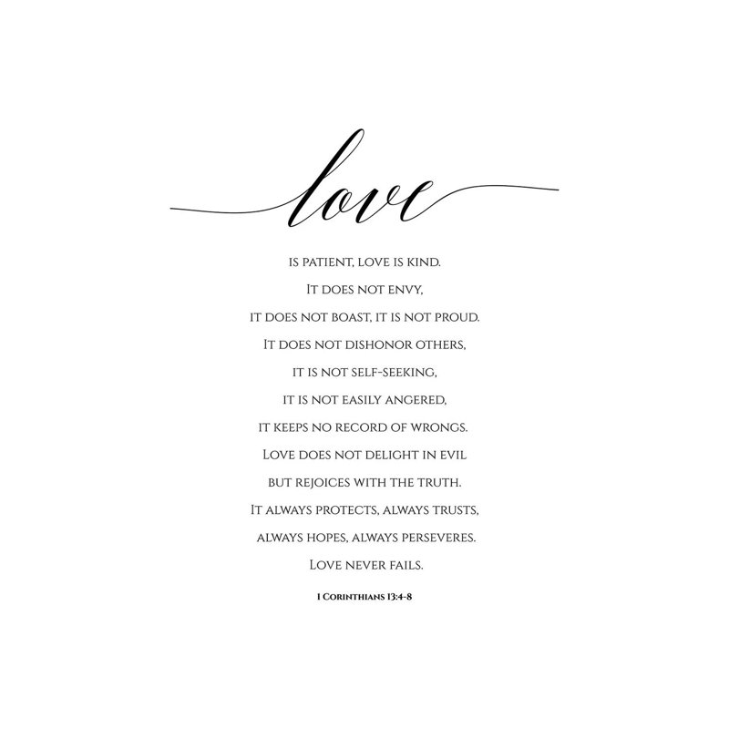 Love Is Patient, Love Is Kind, 1 Corinthians 13:4-8 by Eden Printables - Wrapped Canvas Print