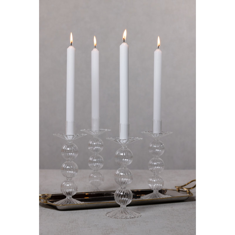 Adrienna 4 Piece Glass Tabletop Candlestick Set