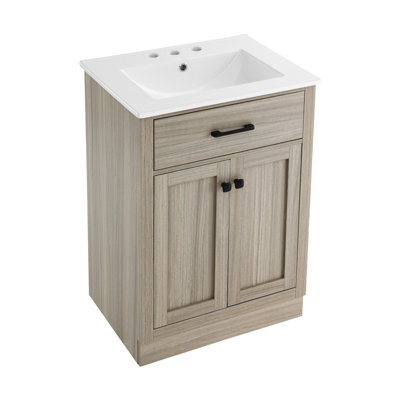 Burdon Meuble-lavabo de salle de bain avec comptoir en céramique à 3 trous