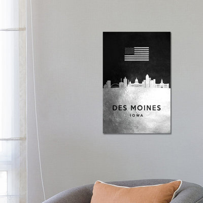 Birmingham Silver Skyline by Adrian Baldovino - Wrapped Canvas Graphic Art