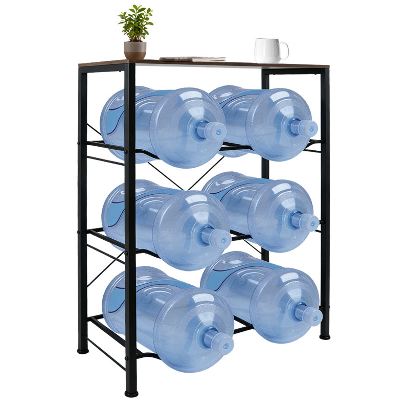 Porte-bidon à 3 niveaux et 5 gallons avec plateau en bois