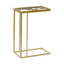 Metal side table with transparent glass top
