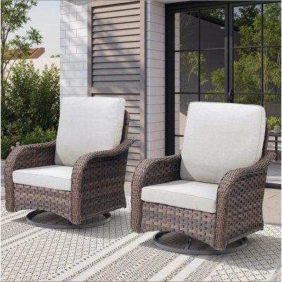 Ensemble de 2 chaises de patio à bascule en osier pivotant à bascule pour véranda