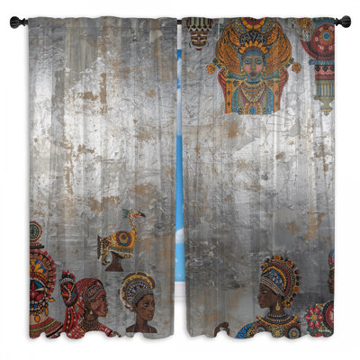 2 panneaux de rideaux obscurcissant d'inspiration africaine
