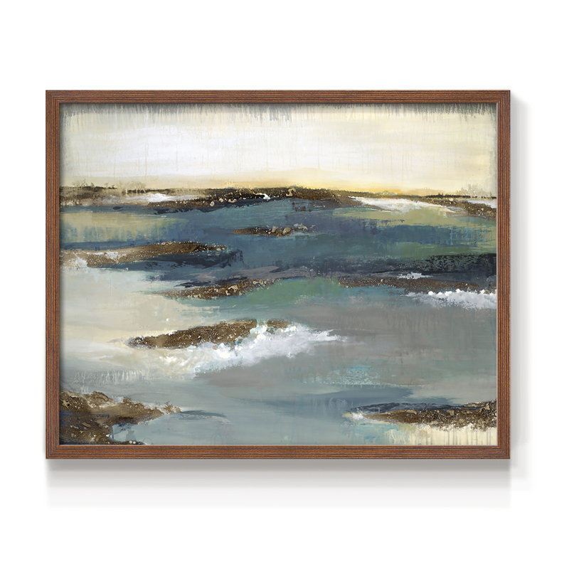Bord de mer - Imprimé encadré - Restickable, H 8 po x l 10 po, Noyer