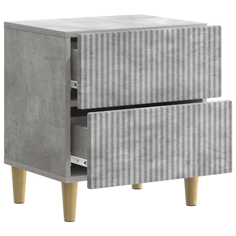 43cm W Manufactured Wood Bedside Table, Concrete Grey