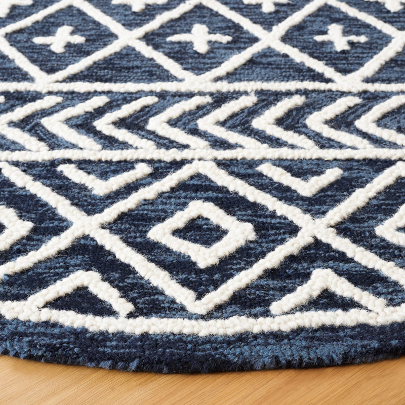 Anbal Hand Tufted Wool And Cotton With Latex Southwestern Rug, Round 6'