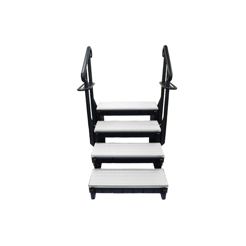 Black Polyethylene 4-Step Spa Ladder with Handrails