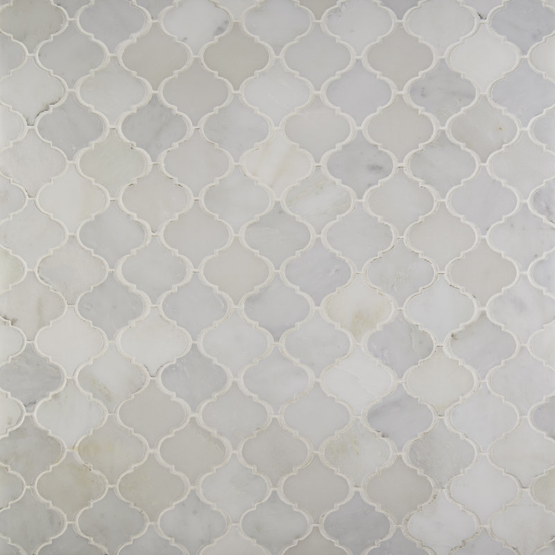 Iona Mist Lantern 12 in. x 12 in. Polished Marble Mosaic Floor and Wall Tile
