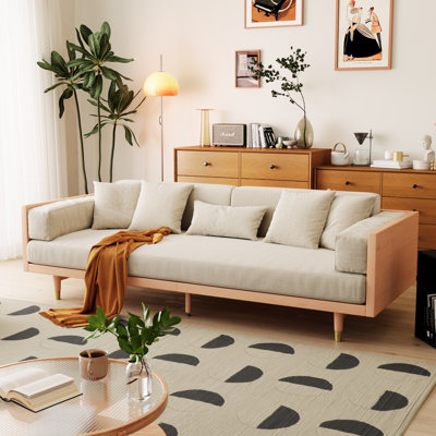 Grimpante 82.68'' Square Arm Cotton Linen Fabric Sofa with Wooden Frame