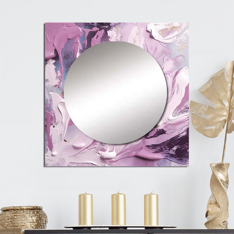 Isalei - Miroir carré abstrait en marbre pour décoration murale, 36 po x 36 po