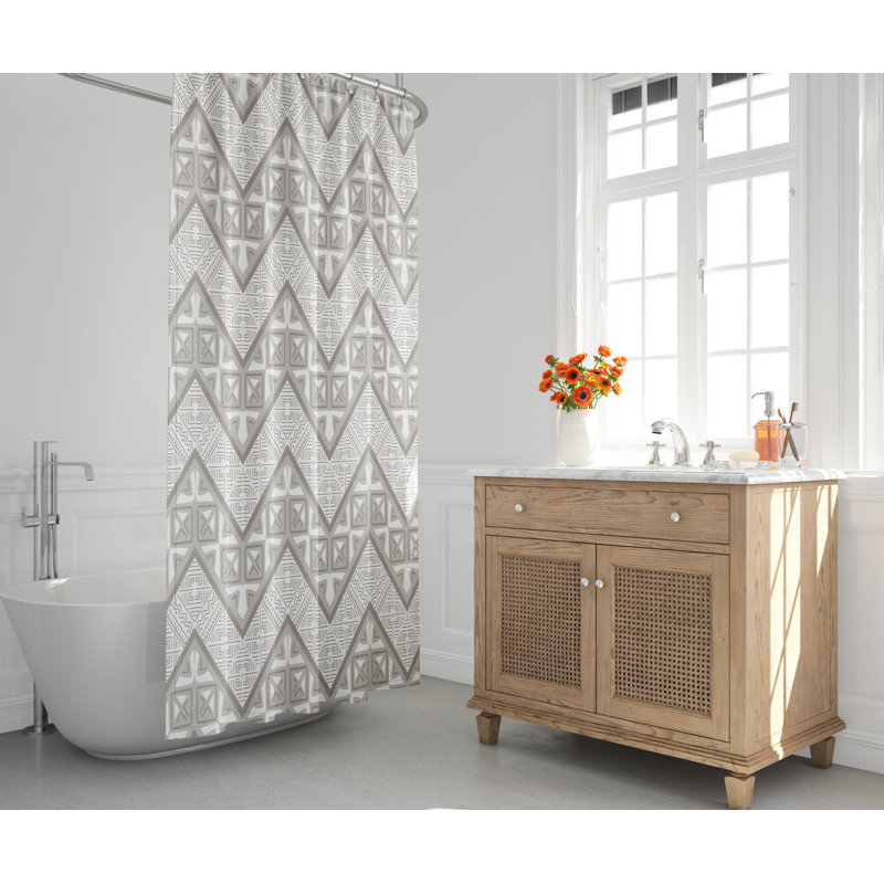 Rideau de douche, Beige / Blanc