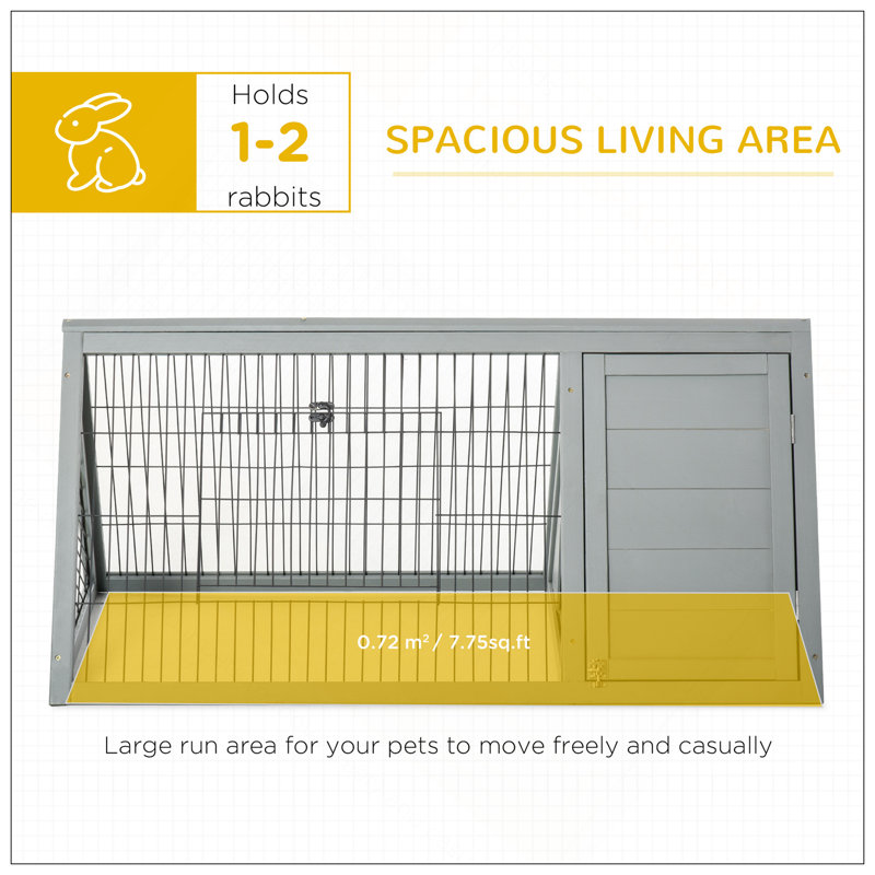 Cage à lapin compacte à structure en A compacte avec huche en fil de fer ventilé et cour extérieure, idéale pour les petits animaux et peu encombrante
