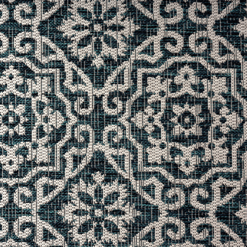 Nicole Miller New York Patio Country Danica Geometric Indoor/Outdoor Area Rug, Rectangle 5'2" x 7'2", Navy Blue/Ivory