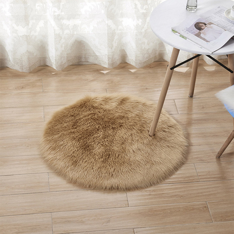 Round Lars Solid Colour Shag Area Rug, Round 90cm