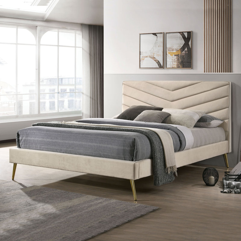 Araujo Tufted Upholstered Platform Bed, Twin