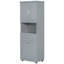 Grande armoire de salle de bain avec panier à linge, grand panier à linge inclinable et armoire de rangement supérieure