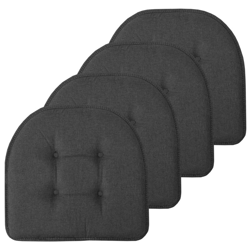 Coussin de chaise d'intérieur uni antidérapant en forme de U, Vert d’armée, 4