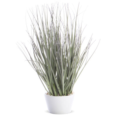 Faux Grass Plant in Plastic Pot