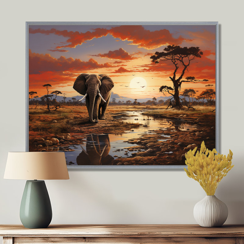Faune d'Afrique, animaux d'Afrique sur toile, H 30 po x l 40 po x P 1,5 po, Encadrement argenté