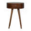 Table de chevet circulaire Nordic Chestnut, pieds nordiques, 1 tiroir