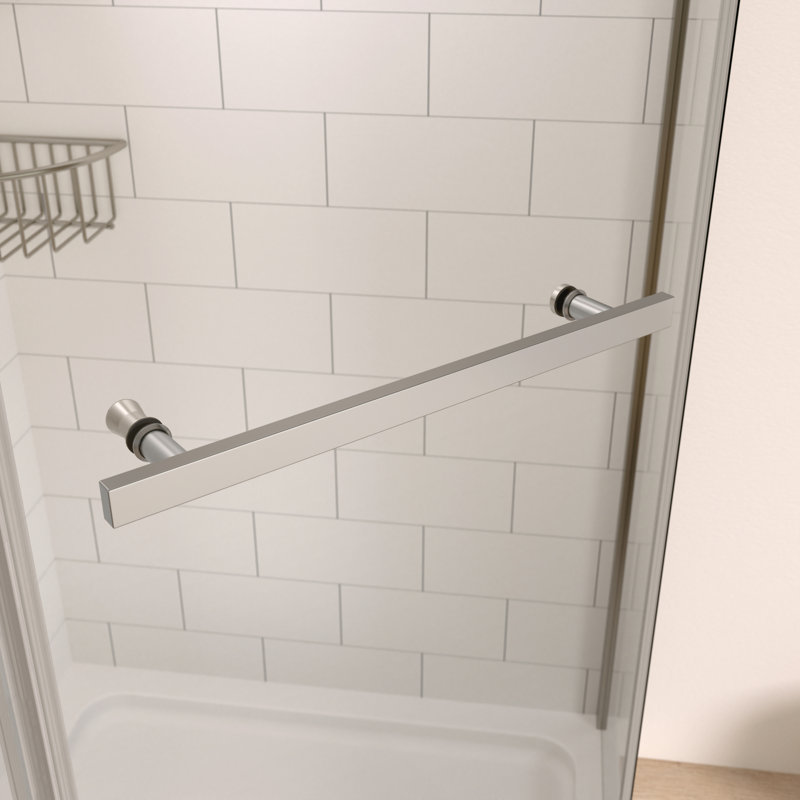 Frameless Modern Pivot Shower Door With Chrome Finish For Sleek Bathroom Design
