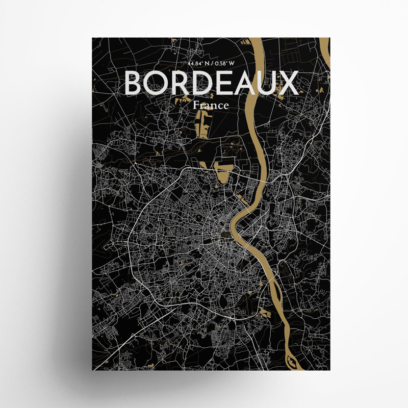 Bordeaux City Map In Luxe - No Frame Print, 27.6cm H x 19.7cm W x 0.05cm D