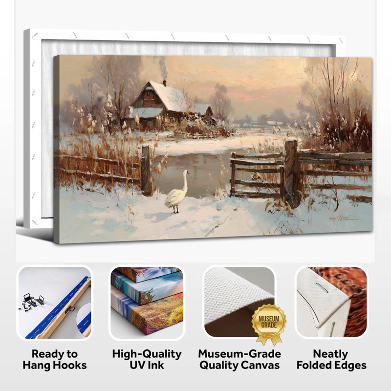 Grand paysage d'hiver, art mural Swan, H 30 po x l 60 po