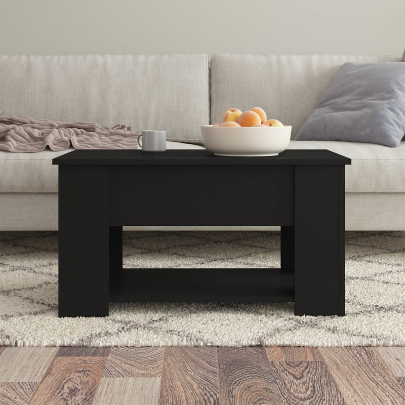 Husnija Lift Top Coffee Table with Storage, 41cm H x 49cm W x 79cm D, Matte Black
