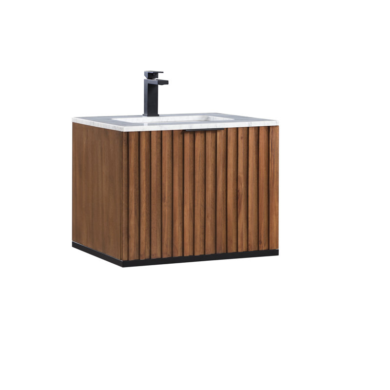 Terra 24'' W Single Vanity, Matte Black, Carrara Marble/Single Faucet Mount