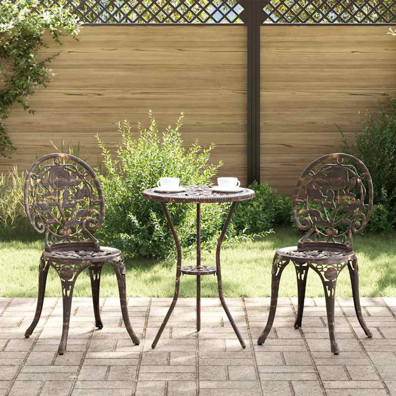 Vidaxl Garden Bistro Set 3 Pcs Aluminium, Bronze