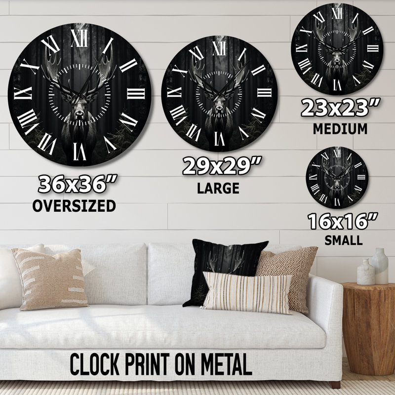 Horloge murale noir blanc orignal monochrome - animaux, Surdimensionné