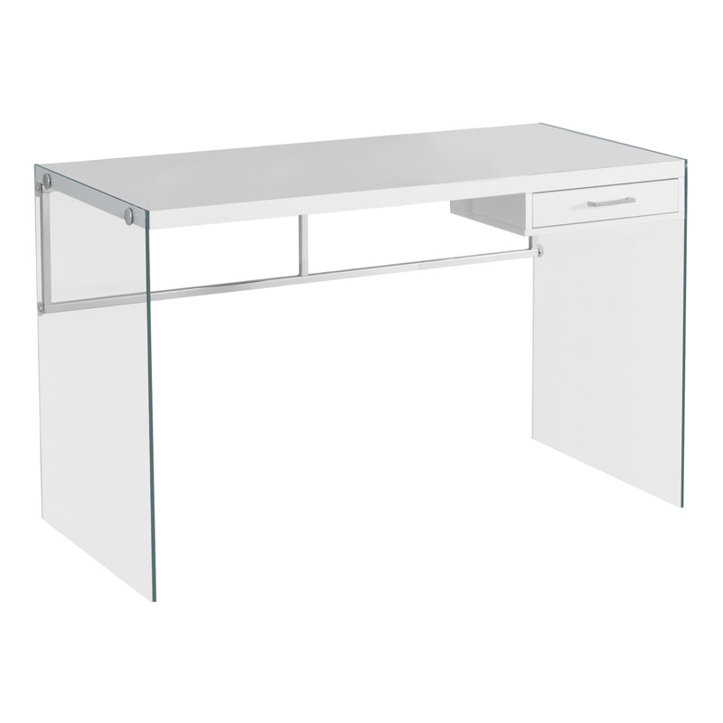 Javareon Computer Desk, Home Office, Laptop, Storage Drawers, Glossy White