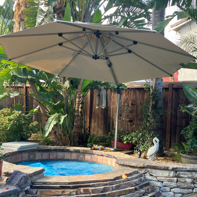 Parasol de patio extérieur double 12 pieds avec base en acier Hokku Designs