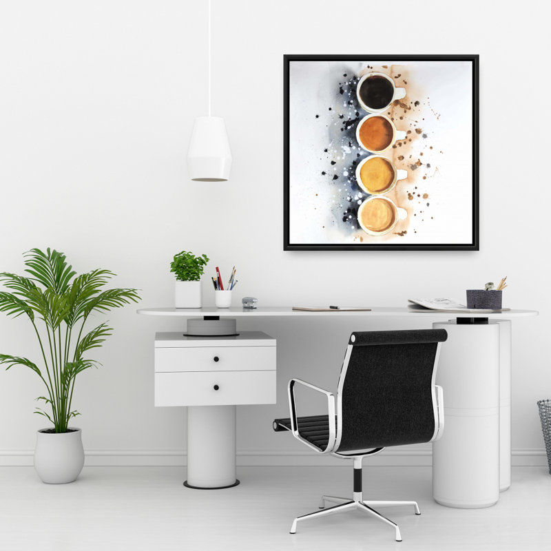 Toile brune pour cuisine - quatre tasses de café