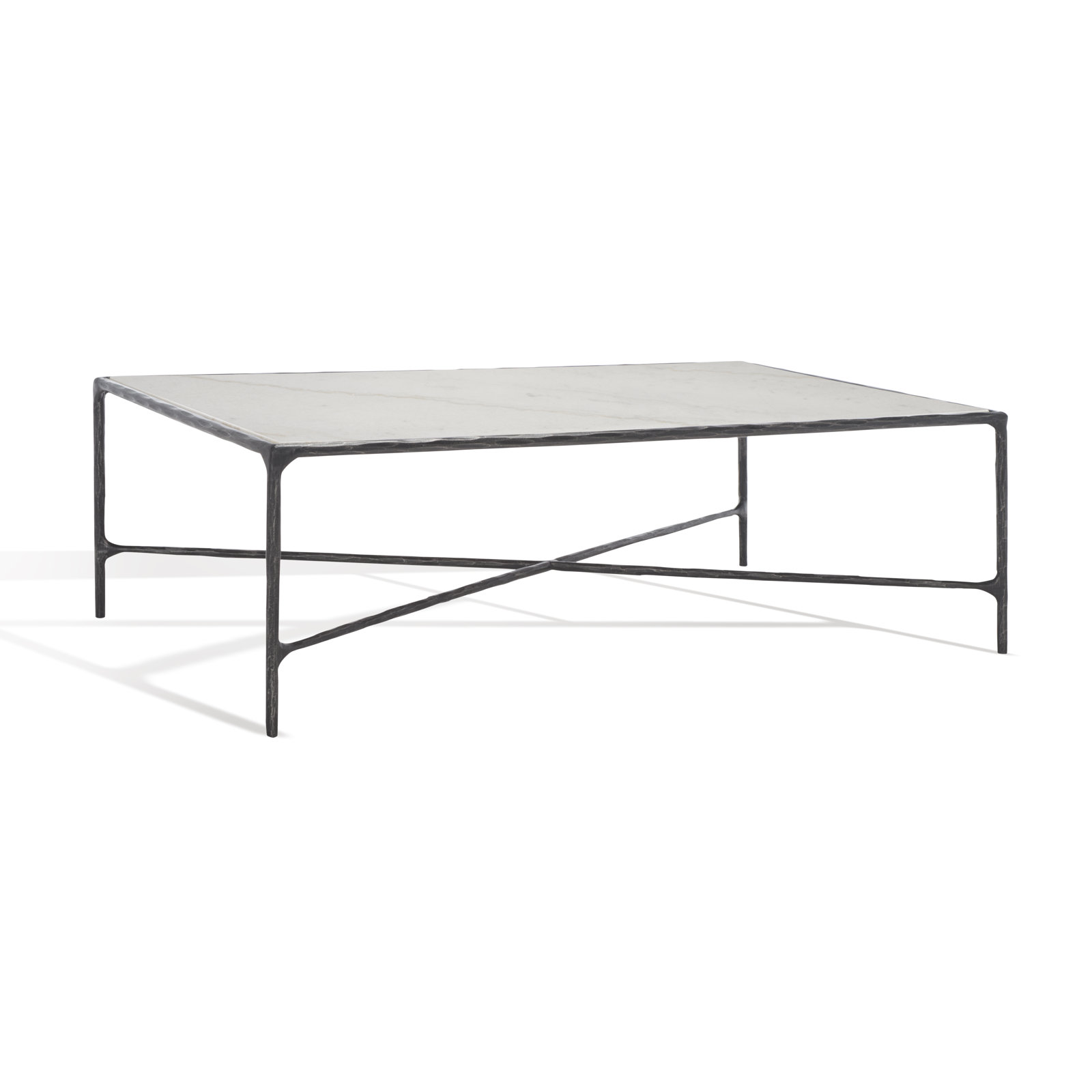 Evelynn Single Coffee Table, White Marble, Black