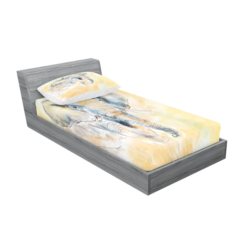 Drap-housse et coussin décoratif Ambesonne, Ensemble de draps pour lit simple + 3 pièces supp