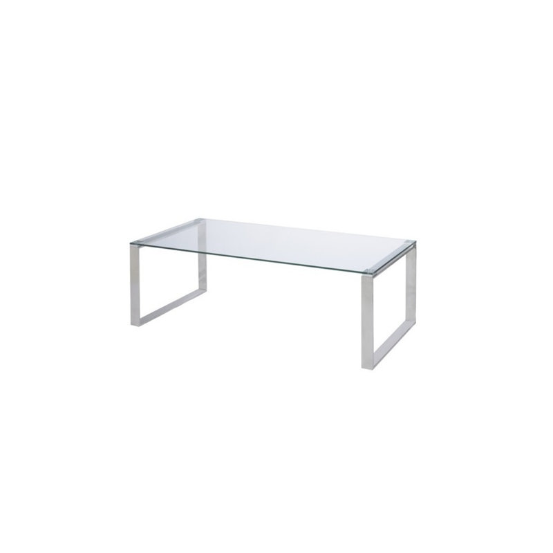 Talisa Glass Coffee Table, 16" H x 35" L x 14" W, Chrome