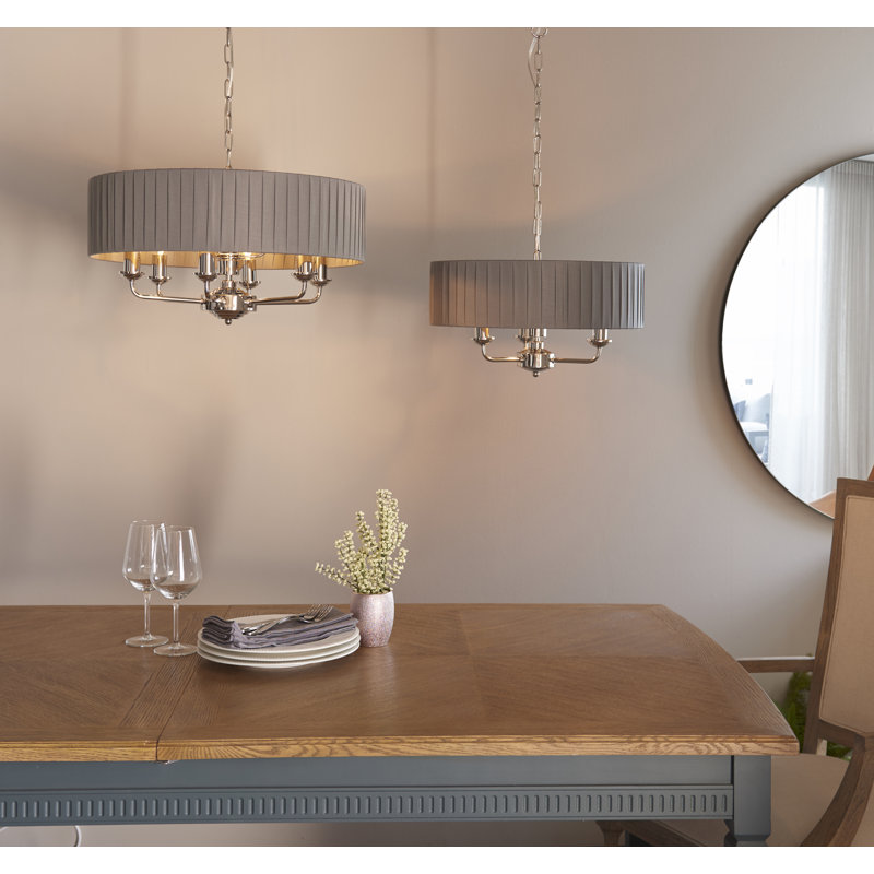 Landover 6 - Light Drum Chandelier, Charcoal, Bright Nickel