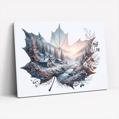 Feuille de paysage, art mural sur toile, ensemble de 1
